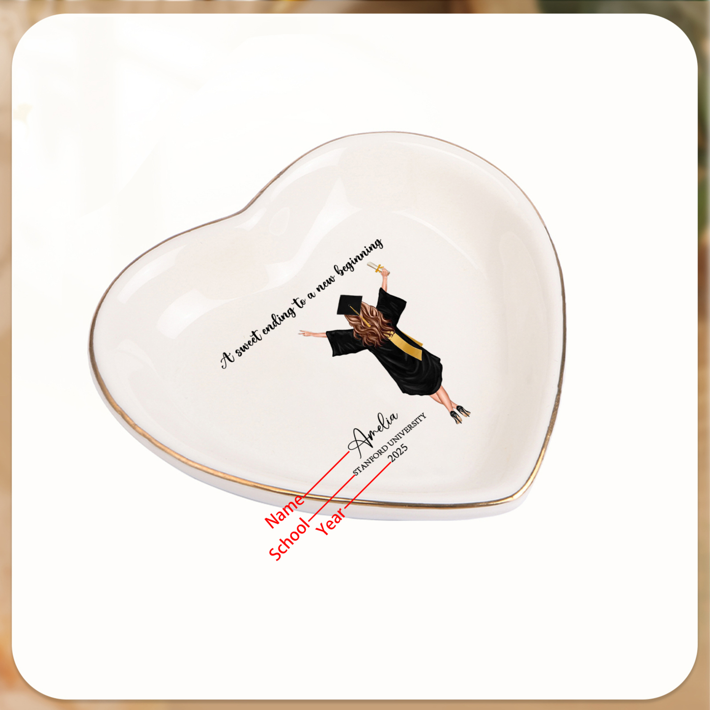 Personalised Graduation Trinket Dish with Name, School & Year | Jessemade