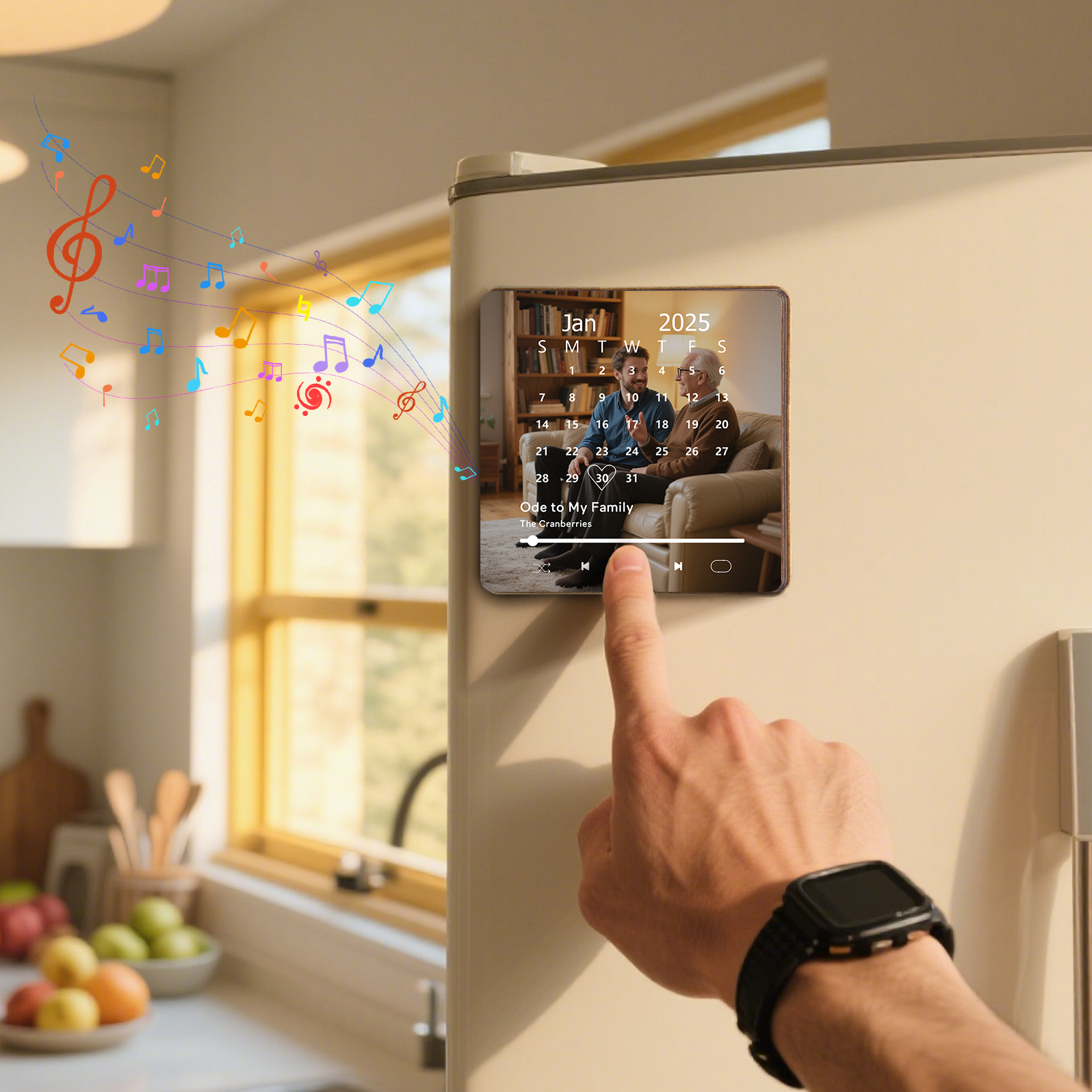 Custom Music Fridge Magnet with Calendar – Personalised Meaningful Photo & Song Family Gift for Any Occasion  | Jessemade