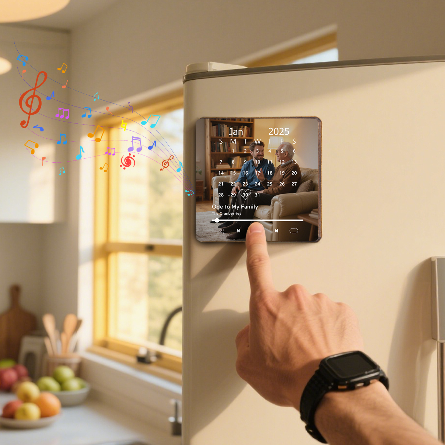 Custom Music Fridge Magnet with Calendar – Personalised Meaningful Photo & Song Family Gift for Any Occasion  | Jessemade