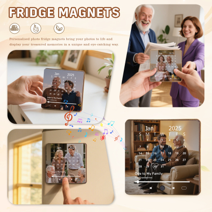 Custom Music Fridge Magnet with Calendar – Personalised Meaningful Photo & Song Family Gift for Any Occasion  | Jessemade