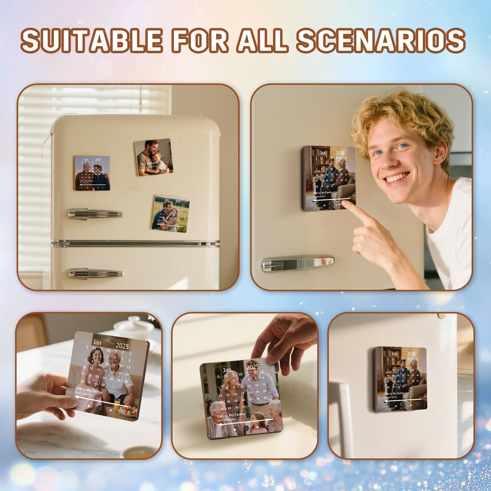 Custom Music Fridge Magnet with Calendar – Personalised Meaningful Photo & Song Family Gift for Any Occasion | Jessemade