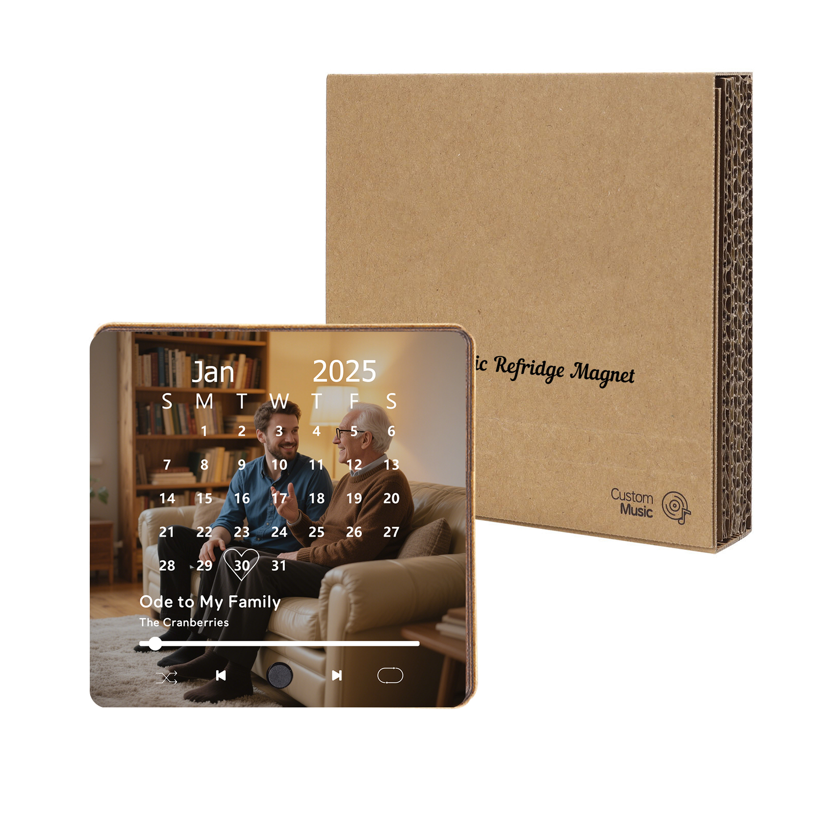 Custom Music Fridge Magnet with Calendar – Personalised Meaningful Photo & Song Family Gift for Any Occasion | Jessemade