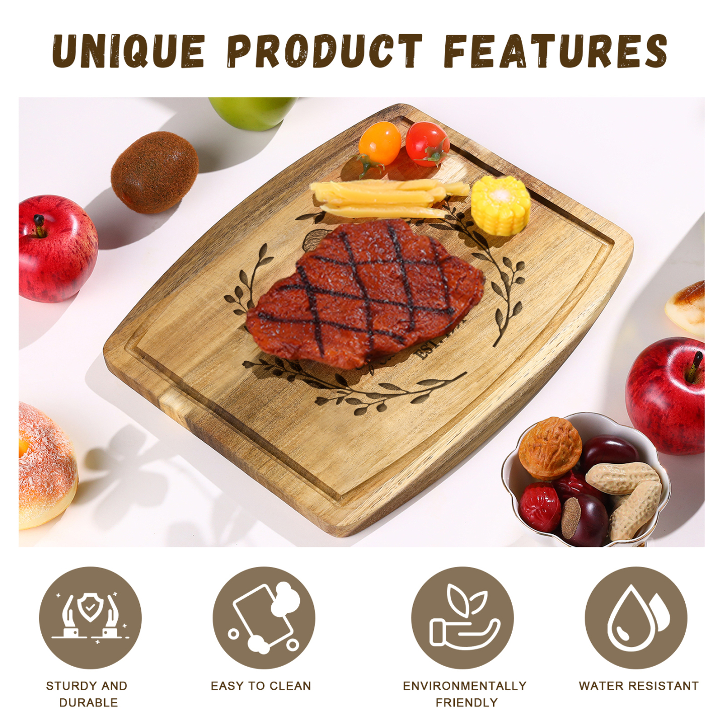 Wooden Cutting Board with Stand Personalised 1 Photo & 1 Date & 2 Names Gifts for Couple | Jessemade-Jessemade AU