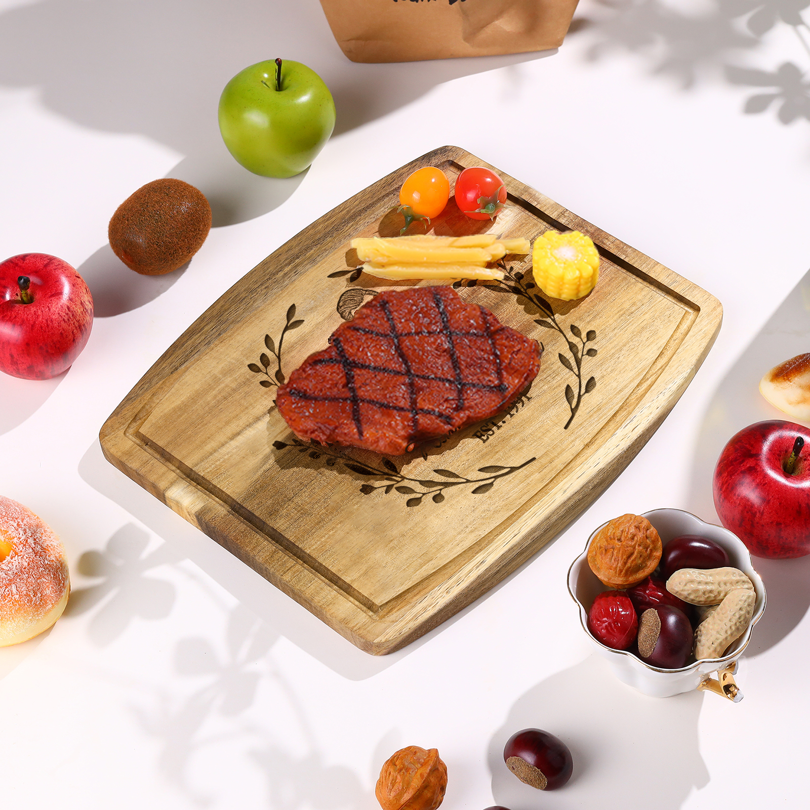 Wooden Cutting Board with Stand Personalised 1 Photo & 1 Date & 2 Names Gifts for Couple | Jessemade-Jessemade AU