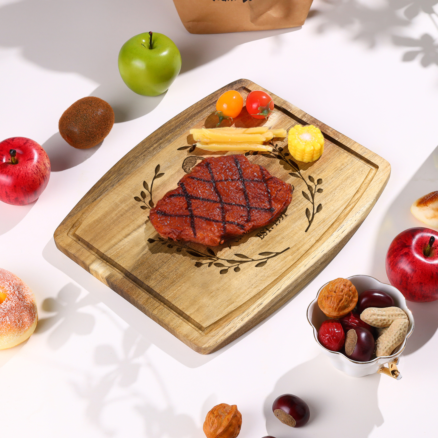 Wooden Cutting Board with Stand Personalised 1 Photo & 1 Date & 2 Names Gifts for Couple | Jessemade-Jessemade AU