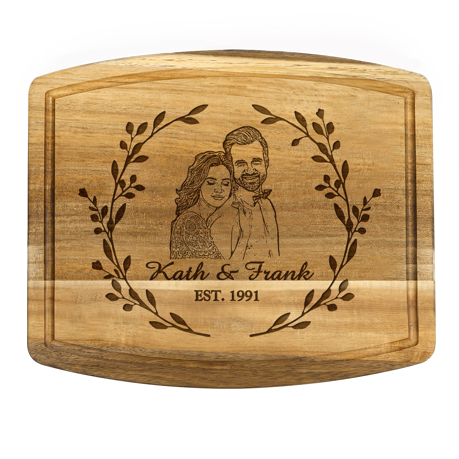 Wooden Cutting Board with Stand Personalised 1 Photo & 1 Date & 2 Names Gifts for Couple | Jessemade-Jessemade AU