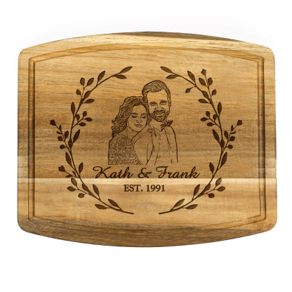 Wooden Cutting Board with Stand Personalised 1 Photo & 1 Date & 2 Names Gifts for Couple | Jessemade-Jessemade AU