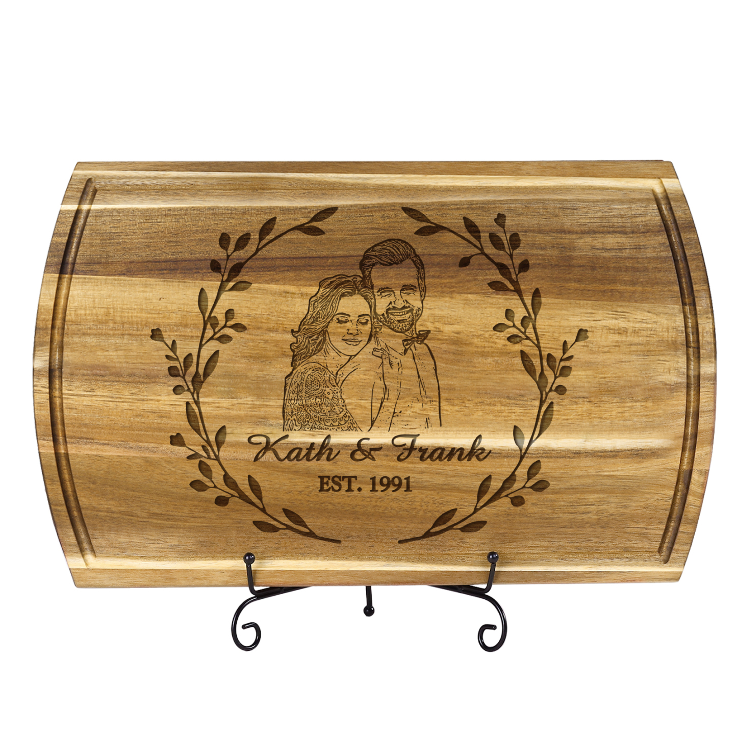 Wooden Cutting Board with Stand Personalised 1 Photo & 1 Date & 2 Names Gifts for Couple | Jessemade-Jessemade AU