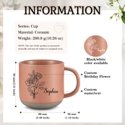 Personalised Ceramic Mug Custom Name & Birth Flower Cup Gifts for Grandma/Mother-Jessemade AU