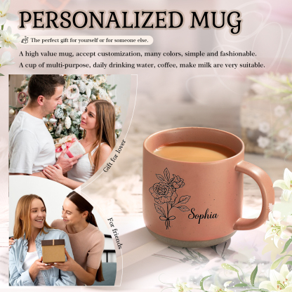 Personalised Ceramic Mug Custom Name & Birth Flower Cup Gifts for Grandma/Mother-Jessemade AU