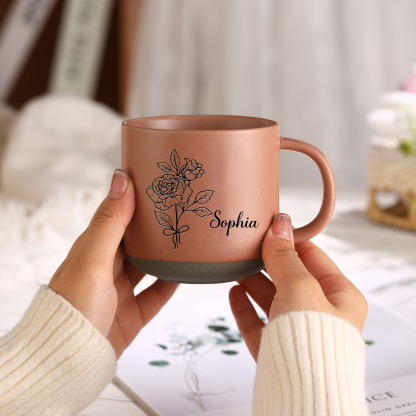 Personalised Ceramic Mug Custom Name & Birth Flower Cup Gifts for Grandma/Mother-Jessemade AU