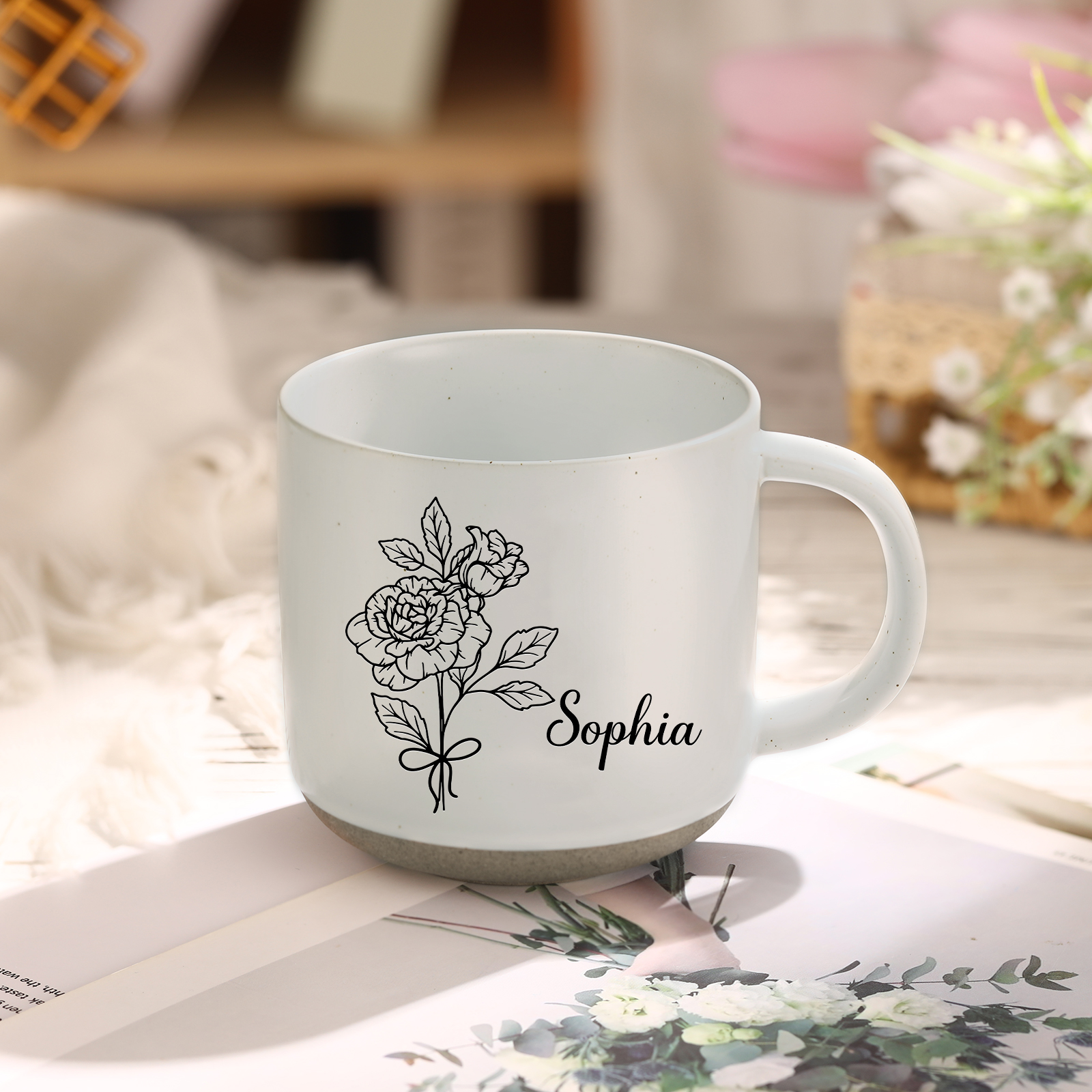 Personalised Ceramic Mug Custom Name & Birth Flower Cup Gifts for Gran