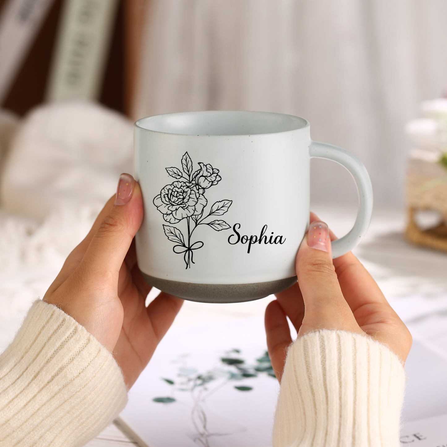 Personalised Ceramic Mug Custom Name & Birth Flower Cup Gifts for Grandma/Mother-Jessemade AU