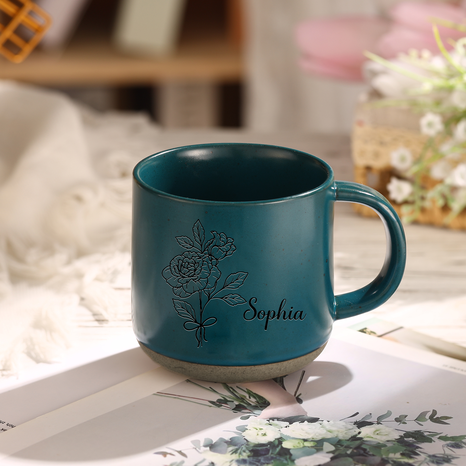 Personalised Ceramic Mug Custom Name & Birth Flower Cup Gifts for Grandma/Mother-Jessemade AU