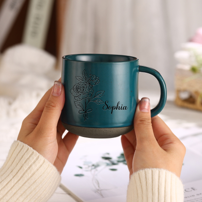 Personalised Ceramic Mug Custom Name & Birth Flower Cup Gifts for Grandma/Mother-Jessemade AU