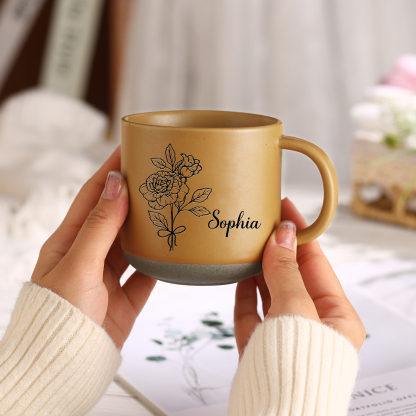 Personalised Ceramic Mug Custom Name & Birth Flower Cup Gifts for Grandma/Mother-Jessemade AU