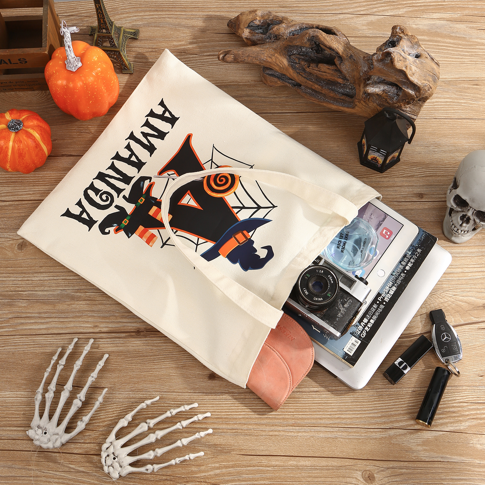 Personalised Halloween Tote Bag Custom Letter   & Name Handbag Gift for Her-Jessemade AU
