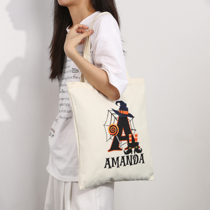 Personalised Halloween Tote Bag Custom Letter   & Name Handbag Gift for Her-Jessemade AU