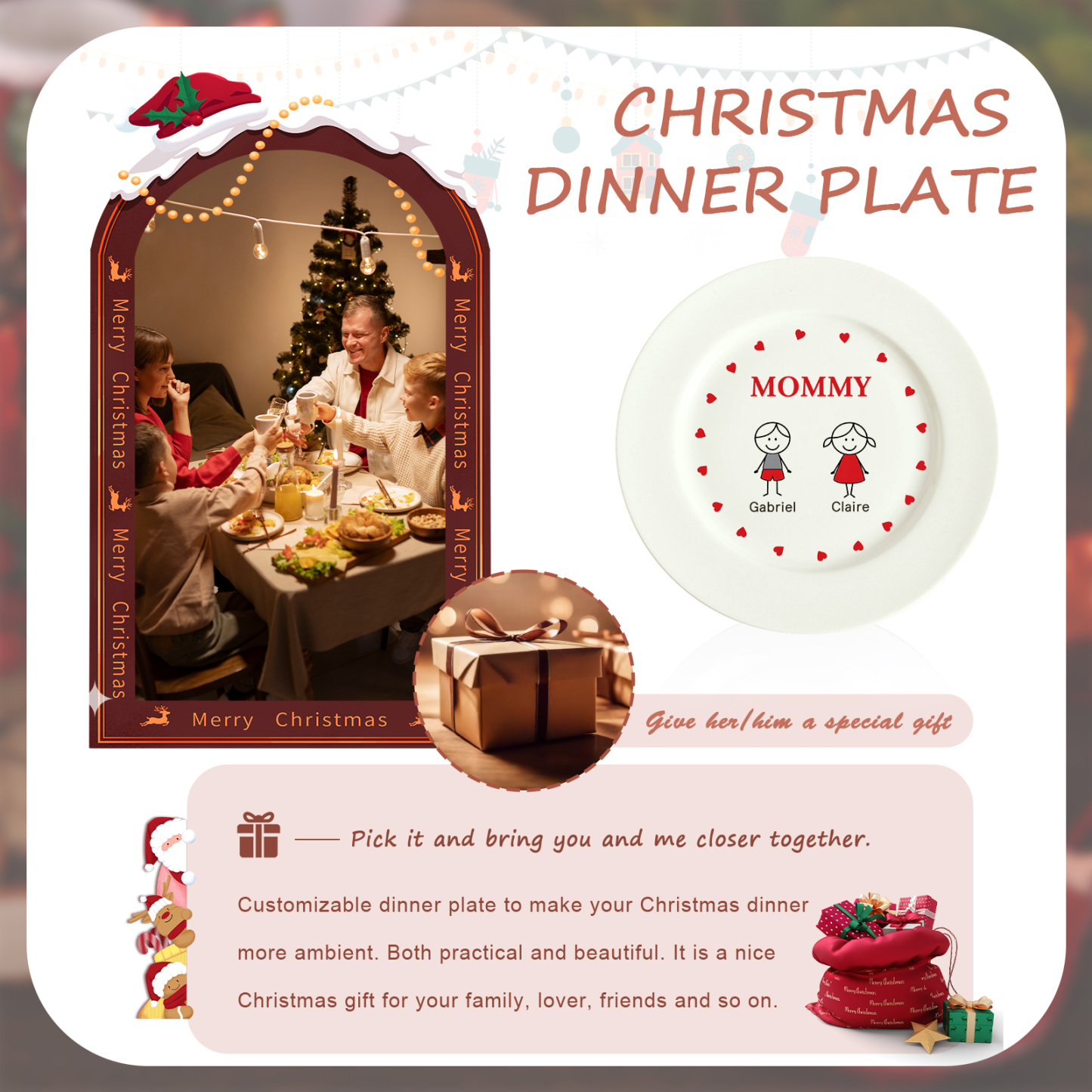 Personalised Christmas Platter for Families of 2 – Custom Serving Tray & Perfect Holiday Gift-Jessemade AU