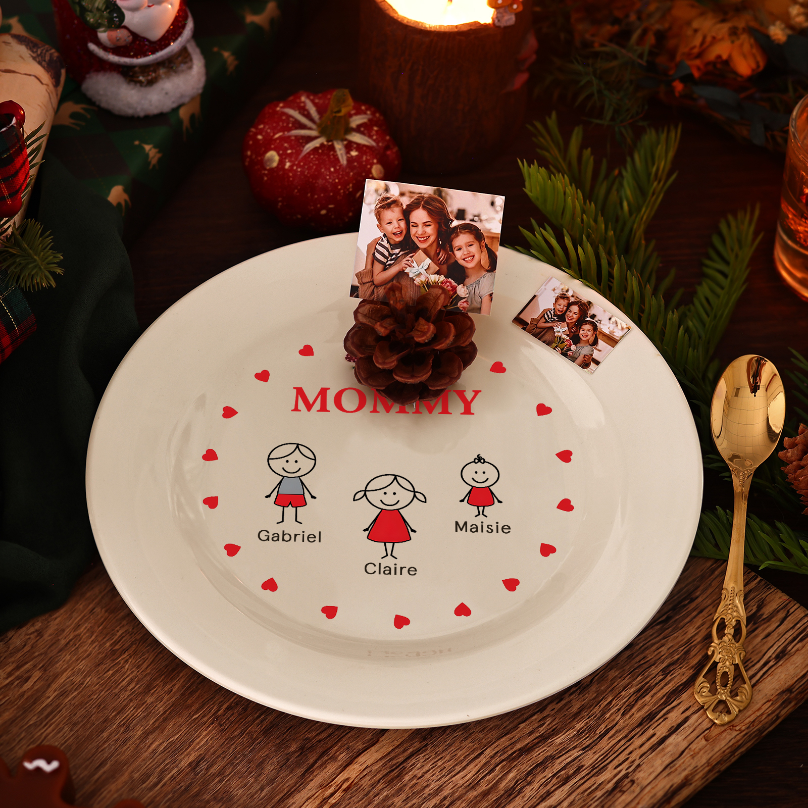 Personalised Christmas Platter for Families of 3 – Custom Serving Tray & Perfect Holiday Gift-Jessemade AU