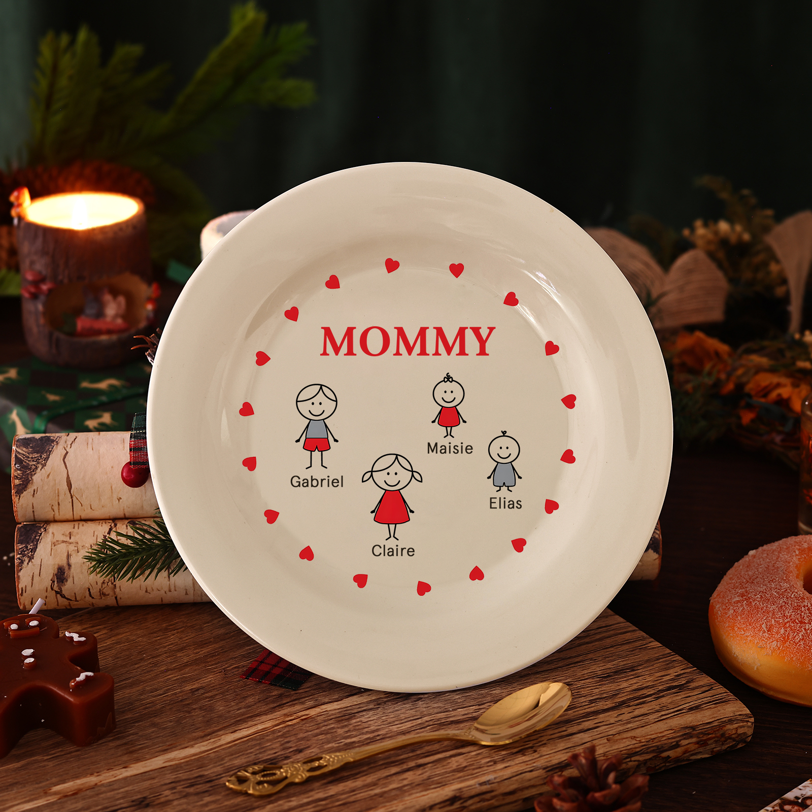 Personalised Christmas Platter for Families of 4 – Custom Serving Tray & Perfect Holiday Gift-Jessemade AU