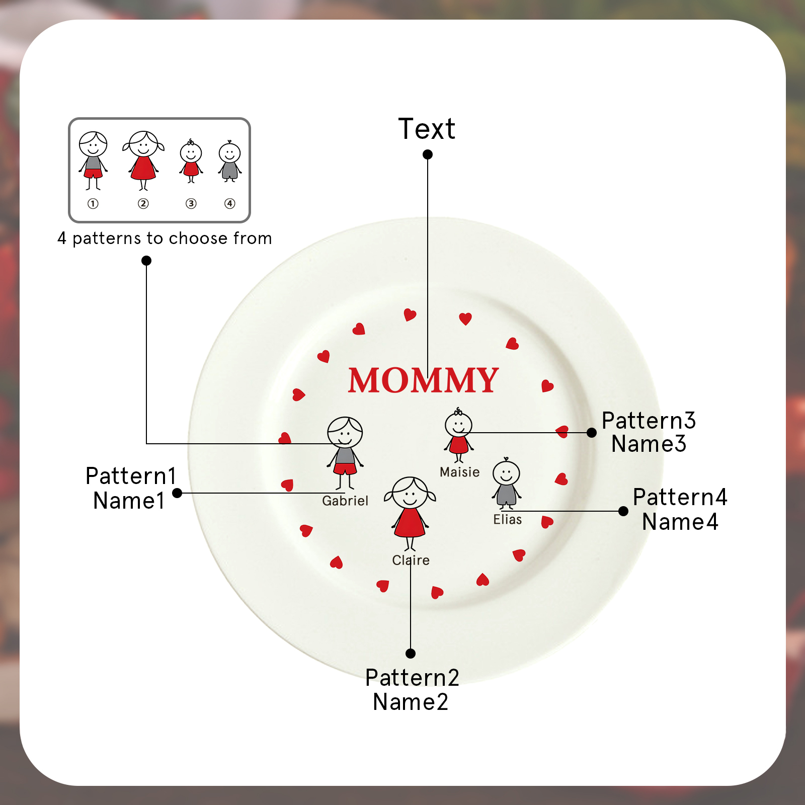 Personalised Christmas Platter for Families of 4 – Custom Serving Tray & Perfect Holiday Gift-Jessemade AU