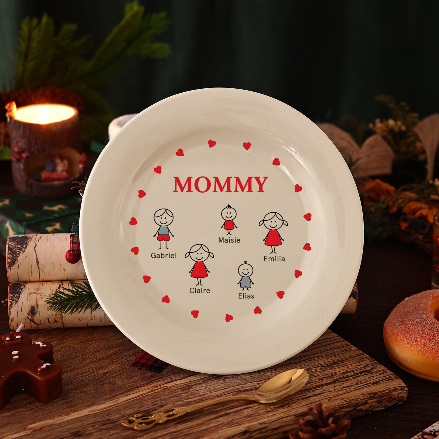 Personalised Christmas Platter for Families of 5 – Custom Serving Tray & Perfect Holiday Gift-Jessemade AU