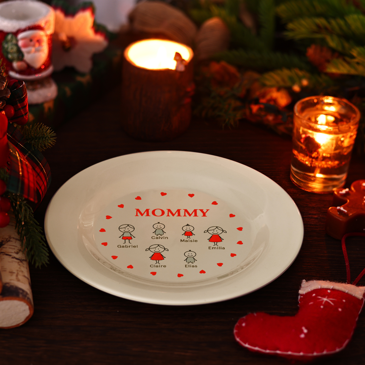 Personalised Christmas Platter for Families of 6 – Custom Serving Tray & Perfect Holiday Gift-Jessemade AU