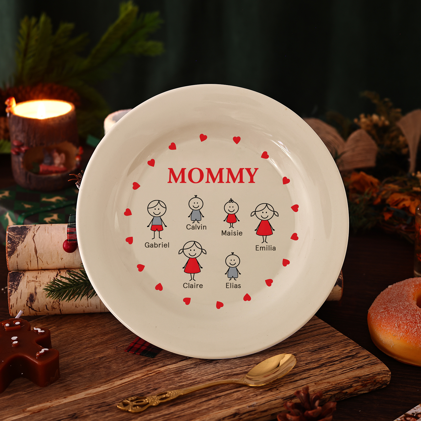 Personalised Christmas Platter for Families of 6 – Custom Serving Tray & Perfect Holiday Gift-Jessemade AU