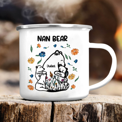 Personalised Enamel Mug Custom 2-11 Names & 1 Text Bear Family Gifts for Grandma/Mum/Nan-Jessemade AU