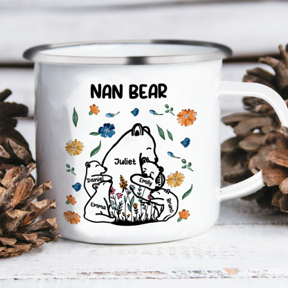 Personalised Enamel Mug Custom 2-11 Names & 1 Text Bear Family Gifts for Grandma/Mum/Nan-Jessemade AU