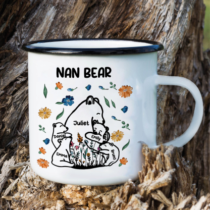 Personalised Enamel Mug Custom 2-11 Names & 1 Text Bear Family Gifts for Grandma/Mum/Nan-Jessemade AU
