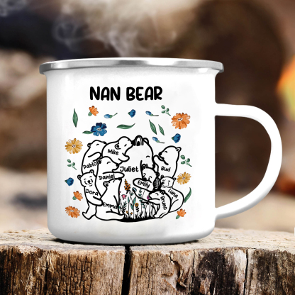 Personalised Enamel Mug Custom 2-11 Names & 1 Text Bear Family Gifts for Grandma/Mum/Nan-Jessemade AU