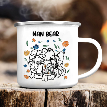 Personalised Enamel Mug Custom 2-11 Names & 1 Text Bear Family Gifts for Grandma/Mum/Nan-Jessemade AU
