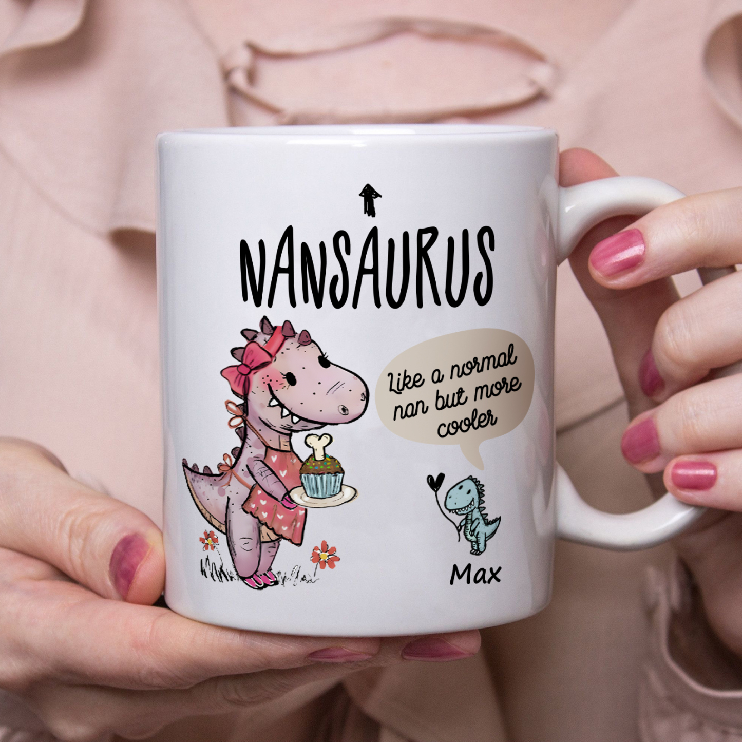 Personalised Ceramic Mug Custom 1 Name Dinosaur Cup Gifts for Grandpa/Grandma - Like A Normal Grandad/Nan But More Cooler-Jessemade AU