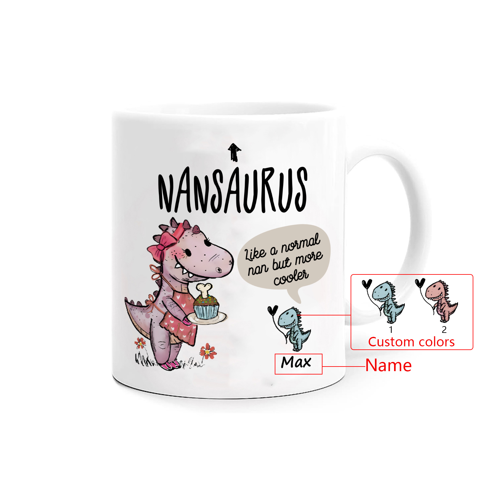 Personalised Ceramic Mug Custom 1 Name Dinosaur Cup Gifts for Grandpa/Grandma - Like A Normal Grandad/Nan But More Cooler-Jessemade AU