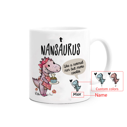 Personalised Ceramic Mug Custom 1 Name Dinosaur Cup Gifts for Grandpa/Grandma - Like A Normal Grandad/Nan But More Cooler-Jessemade AU