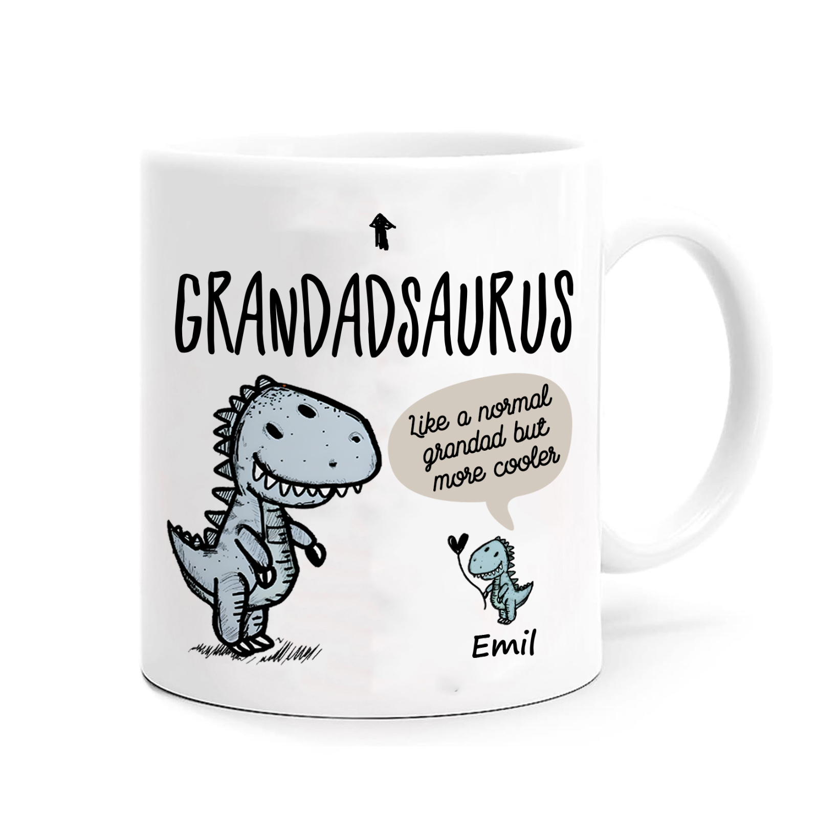 Personalised Ceramic Mug Custom 1 Name Dinosaur Cup Gifts for Grandpa/Grandma - Like A Normal Grandad/Nan But More Cooler-Jessemade AU