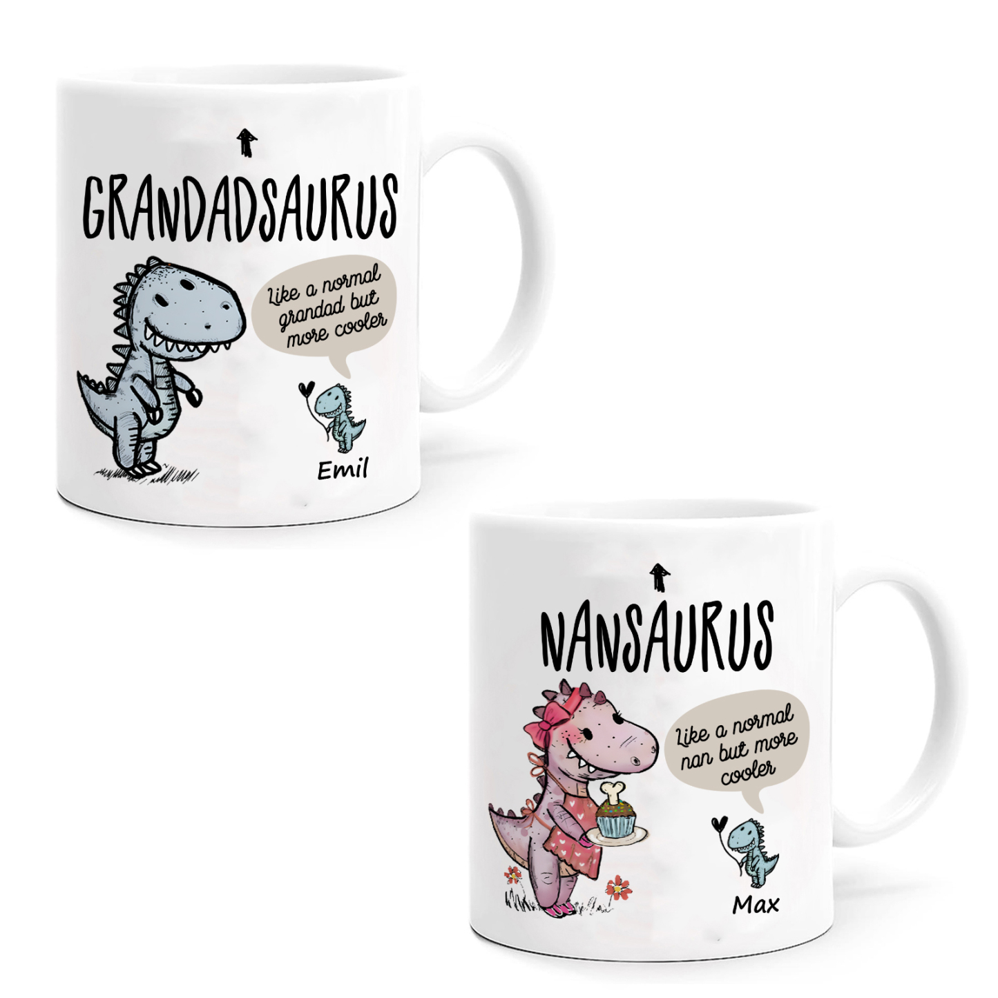 Personalised Ceramic Mug Custom 1 Name Dinosaur Cup Gifts for Grandpa/Grandma - Like A Normal Grandad/Nan But More Cooler-Jessemade AU
