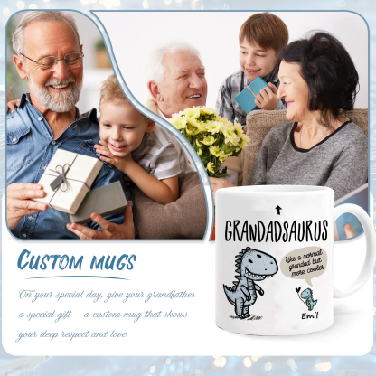 Personalised Ceramic Mug Custom 1 Name Dinosaur Cup Gifts for Grandpa/Grandma - Like A Normal Grandad/Nan But More Cooler-Jessemade AU