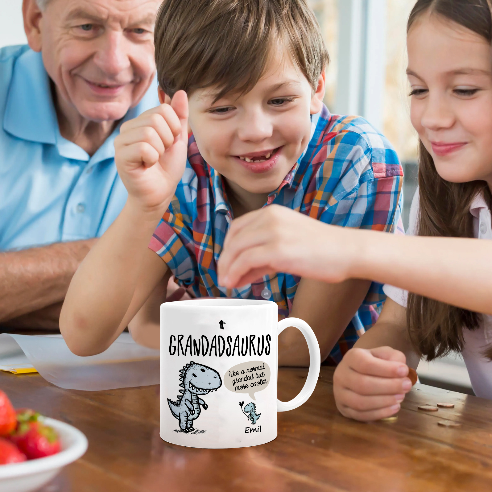 Personalised Ceramic Mug Custom 1 Name Dinosaur Cup Gifts for Grandpa/Grandma - Like A Normal Grandad/Nan But More Cooler-Jessemade AU