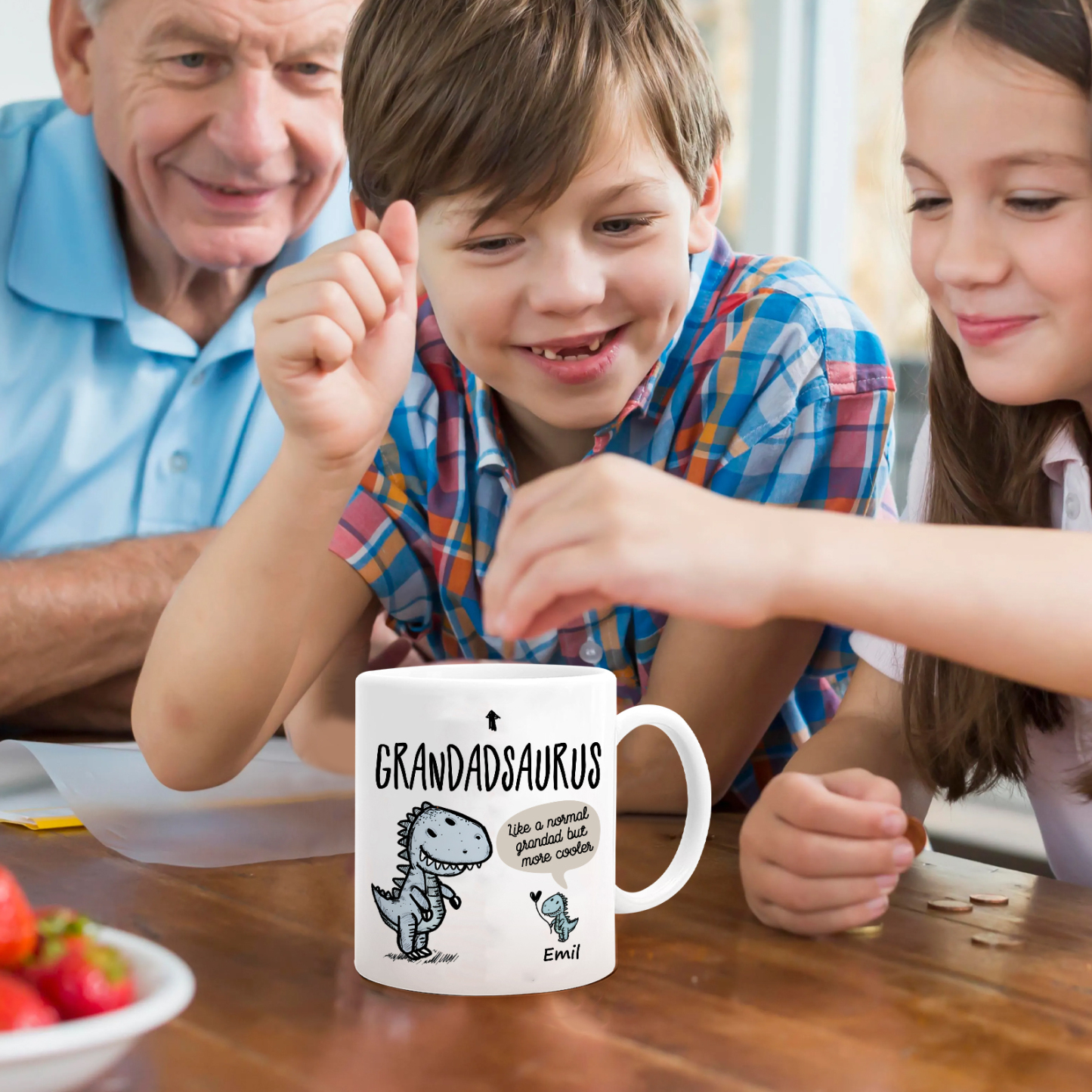 Personalised Ceramic Mug Custom 1 Name Dinosaur Cup Gifts for Grandpa/Grandma - Like A Normal Grandad/Nan But More Cooler-Jessemade AU