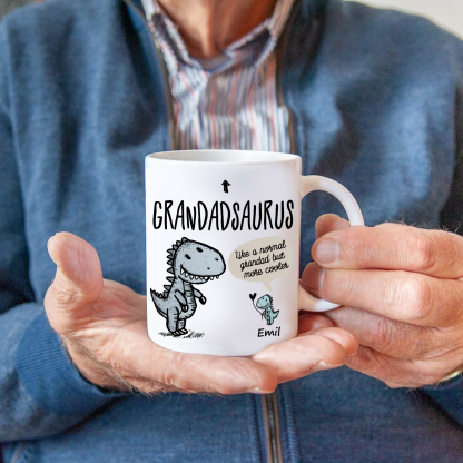 Personalised Ceramic Mug Custom 1 Name Dinosaur Cup Gifts for Grandpa/Grandma - Like A Normal Grandad/Nan But More Cooler-Jessemade AU
