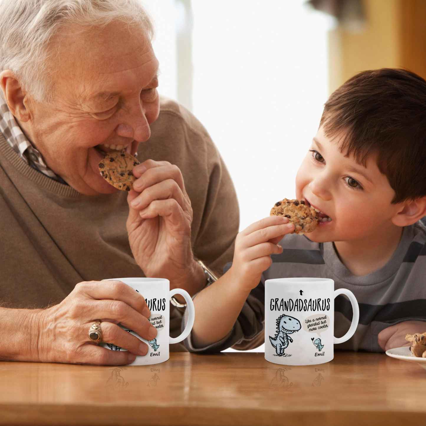 Personalised Ceramic Mug Custom 1 Name Dinosaur Cup Gifts for Grandpa/Grandma - Like A Normal Grandad/Nan But More Cooler-Jessemade AU