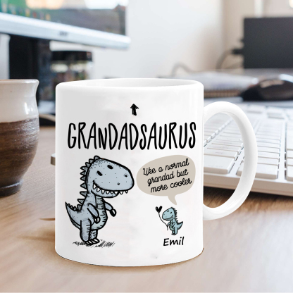 Personalised Ceramic Mug Custom 1 Name Dinosaur Cup Gifts for Grandpa/Grandma - Like A Normal Grandad/Nan But More Cooler-Jessemade AU
