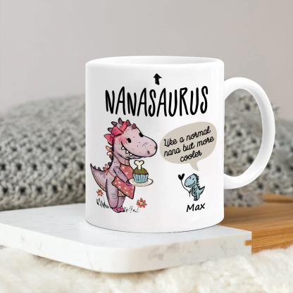 Personalised Ceramic Mug Custom 1 Name Dinosaur Cup Gifts for Grandpa/Grandma - Like A Normal Grandad/Nan But More Cooler-Jessemade AU