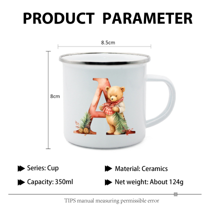 Personalised Enamel Mug Custom Letter Christmas Teddy Bear Cup Gift for Kids-Jessemade AU