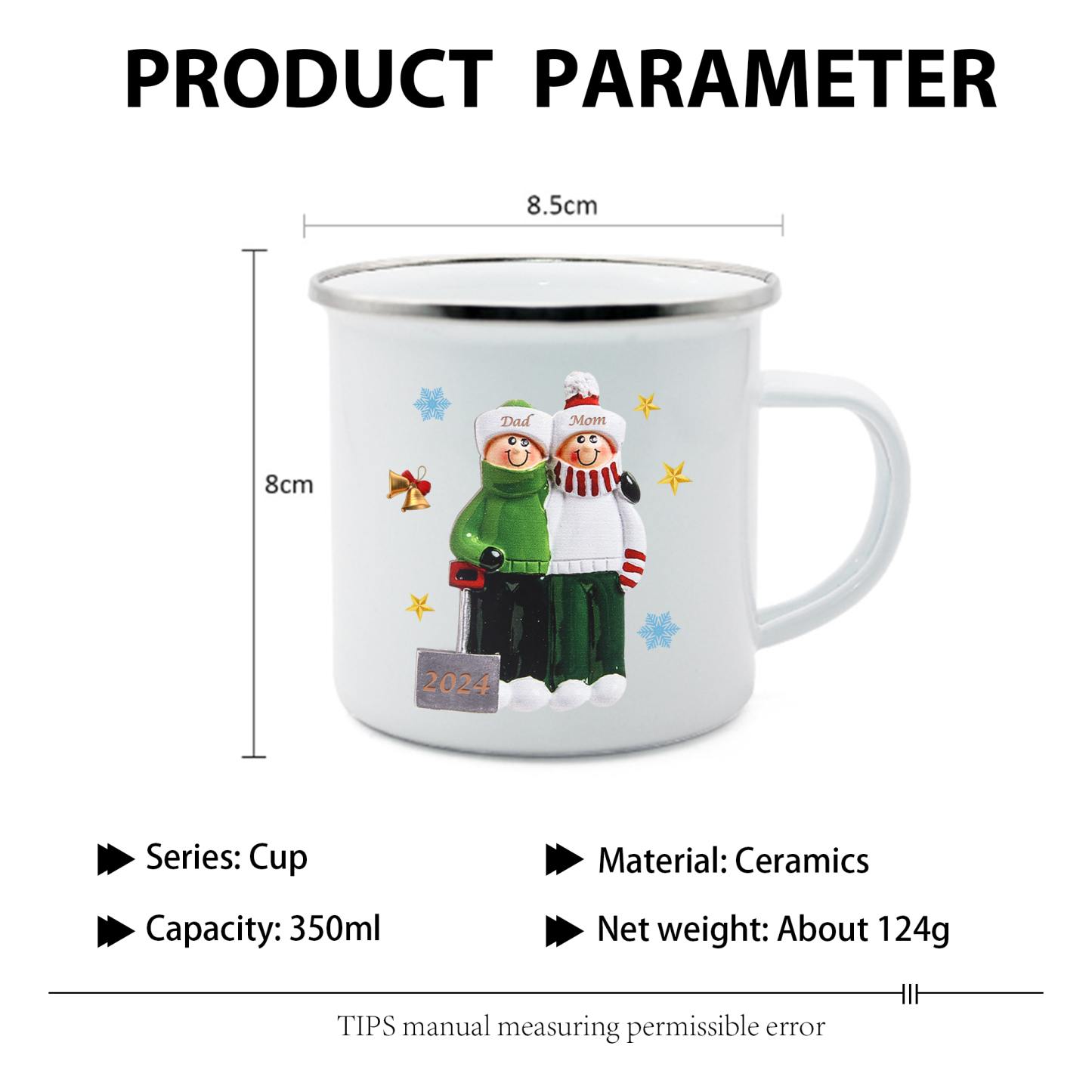 Personalised Enamel Mug Snow Shoveling Family Mug Custom 2-8 Names Christmas Gift-Jessemade AU