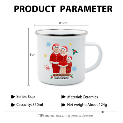Personalised Enamel Mug Christmas Pajama Family Mug Custom 3-6 Names Ceramic Gift for Loved Ones-Jessemade AU