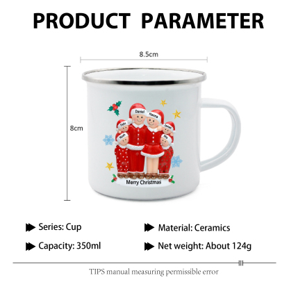 Personalised Enamel Mug Christmas Pajama Family Mug Custom 3-6 Names Ceramic Gift for Loved Ones-Jessemade AU